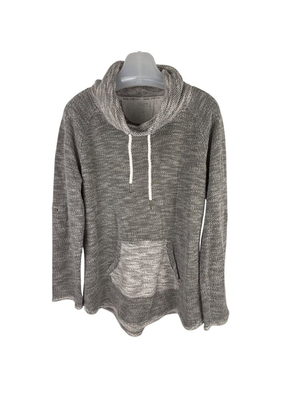 Kensie Performance Women's Pullover Sweatshirt Gray Roll-Tab Sleeve Size M